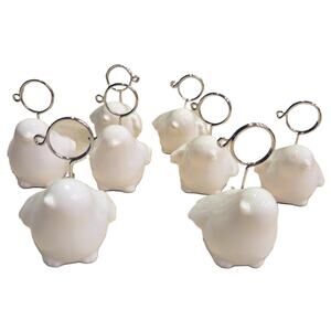 8-Adorable White Porcelain Dove Place-Card Holders Fit Standard-Size Cards